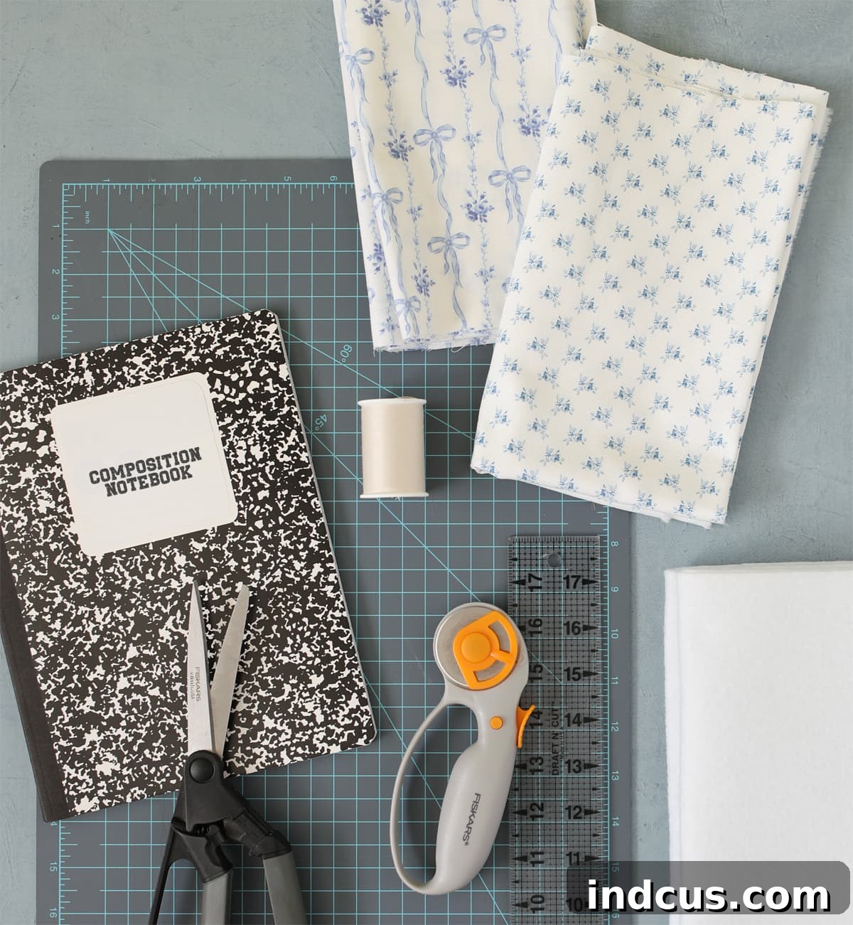 Stitch Your Own Fabric Notebook Cover 3 materials needed to make a fabric journal cover