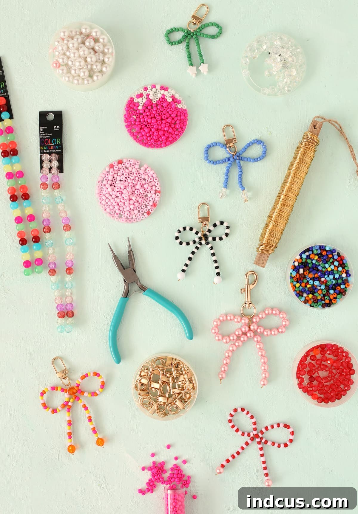 Handcraft Charming Beaded Bow Keychains 3 Beaded Bow Keychain Craft Supplies