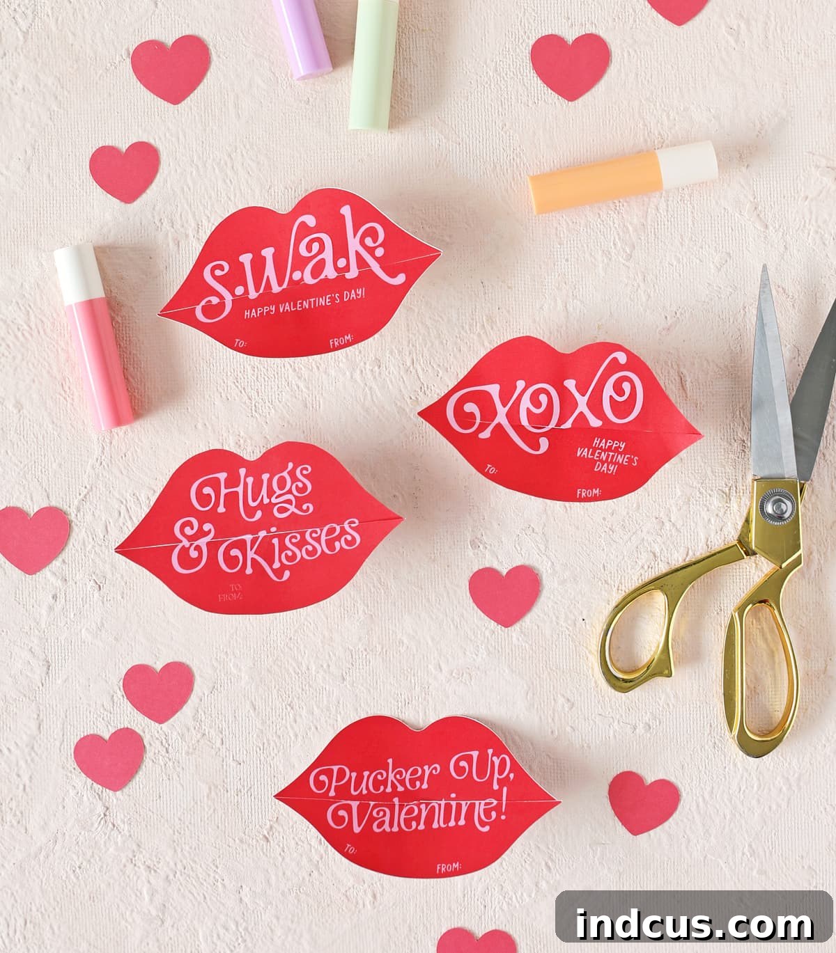 diy lip valentines printable with chapstick