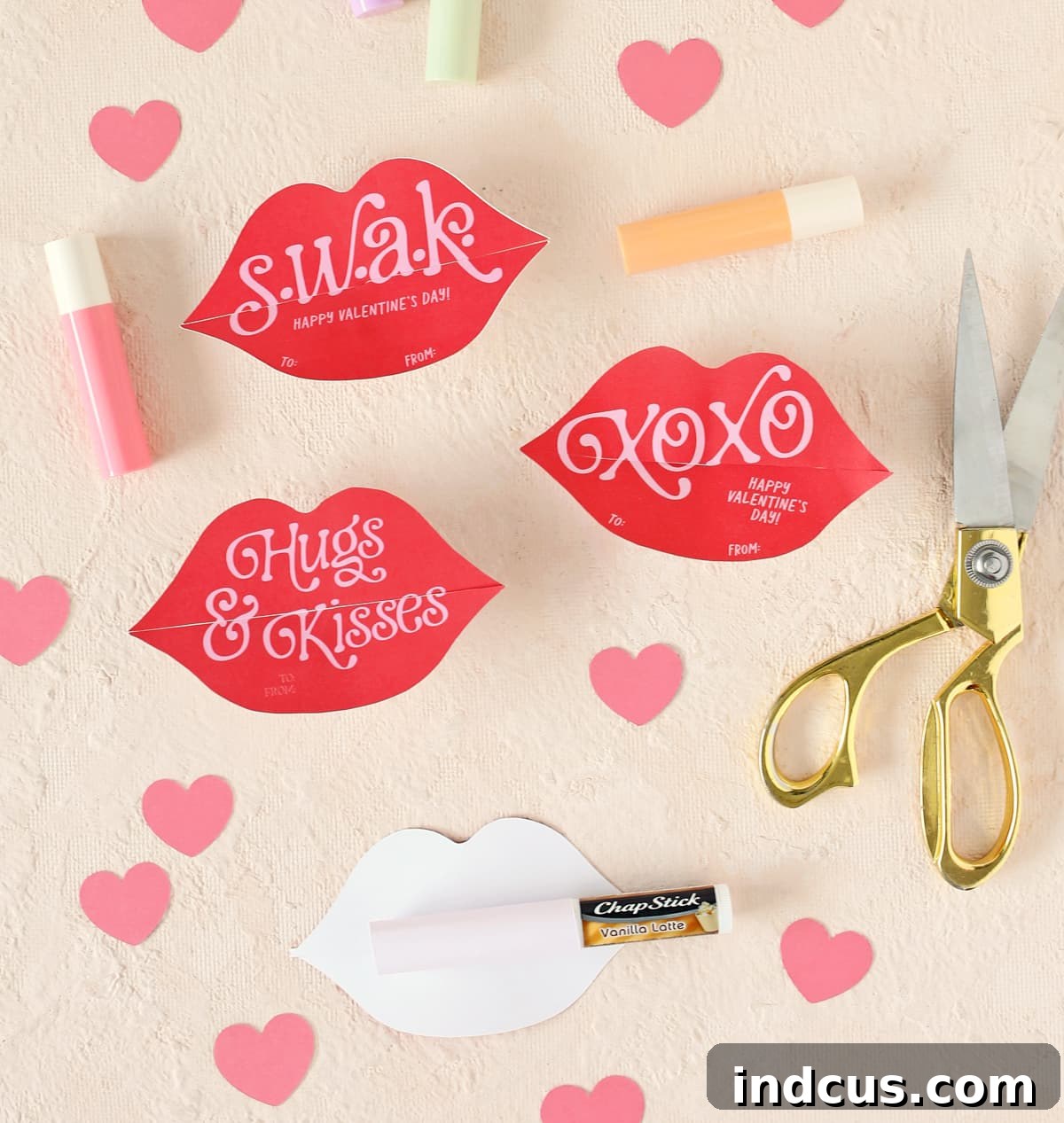 lip shaped cards that hold lip balm
