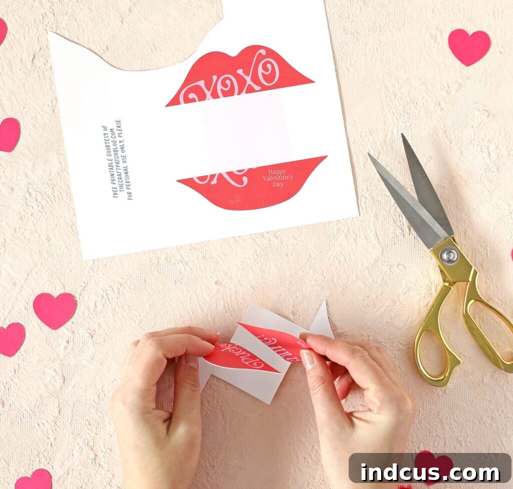 cute lip valentines printables