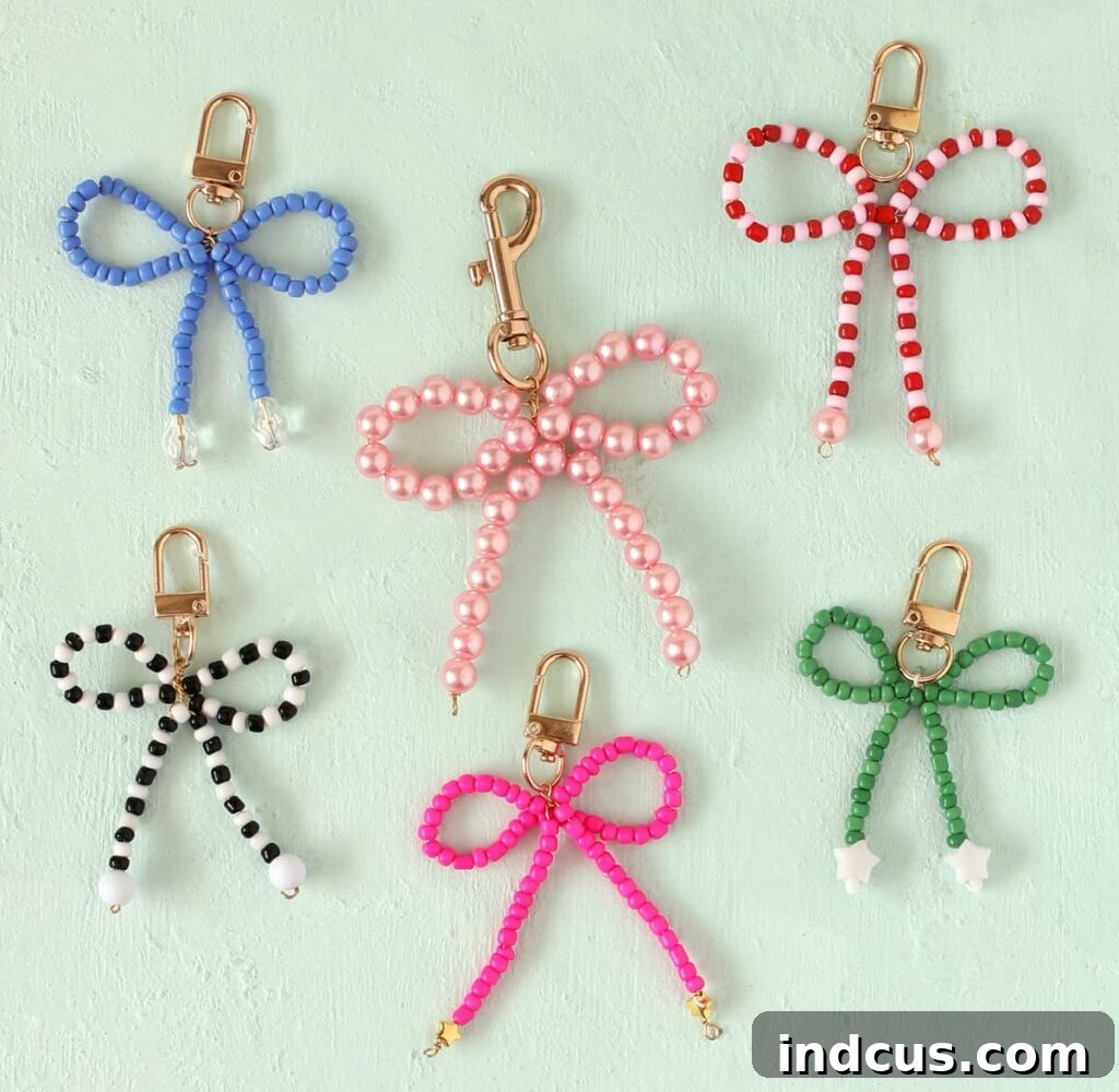Crafty Adventures at Girls Camp 5 Beaded bow keychain craft for youth camp