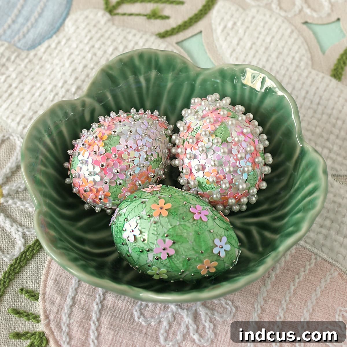 Dazzling Sequin Beaded Easter Egg Creations 3 diy sequin and pearl Easter eggs