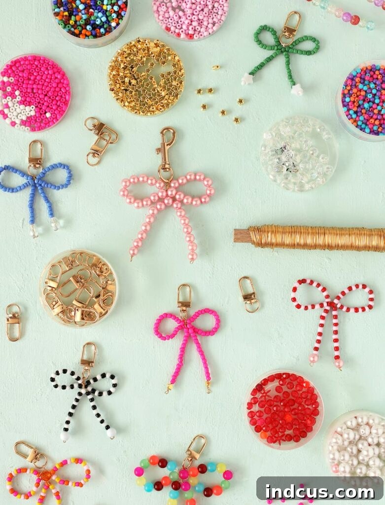 diy beaded bow keychains